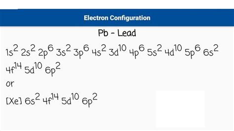 ground state electron configuration for pb|Complete Electron Configuration for Lead (Pb, Pb2+, Pb4+).